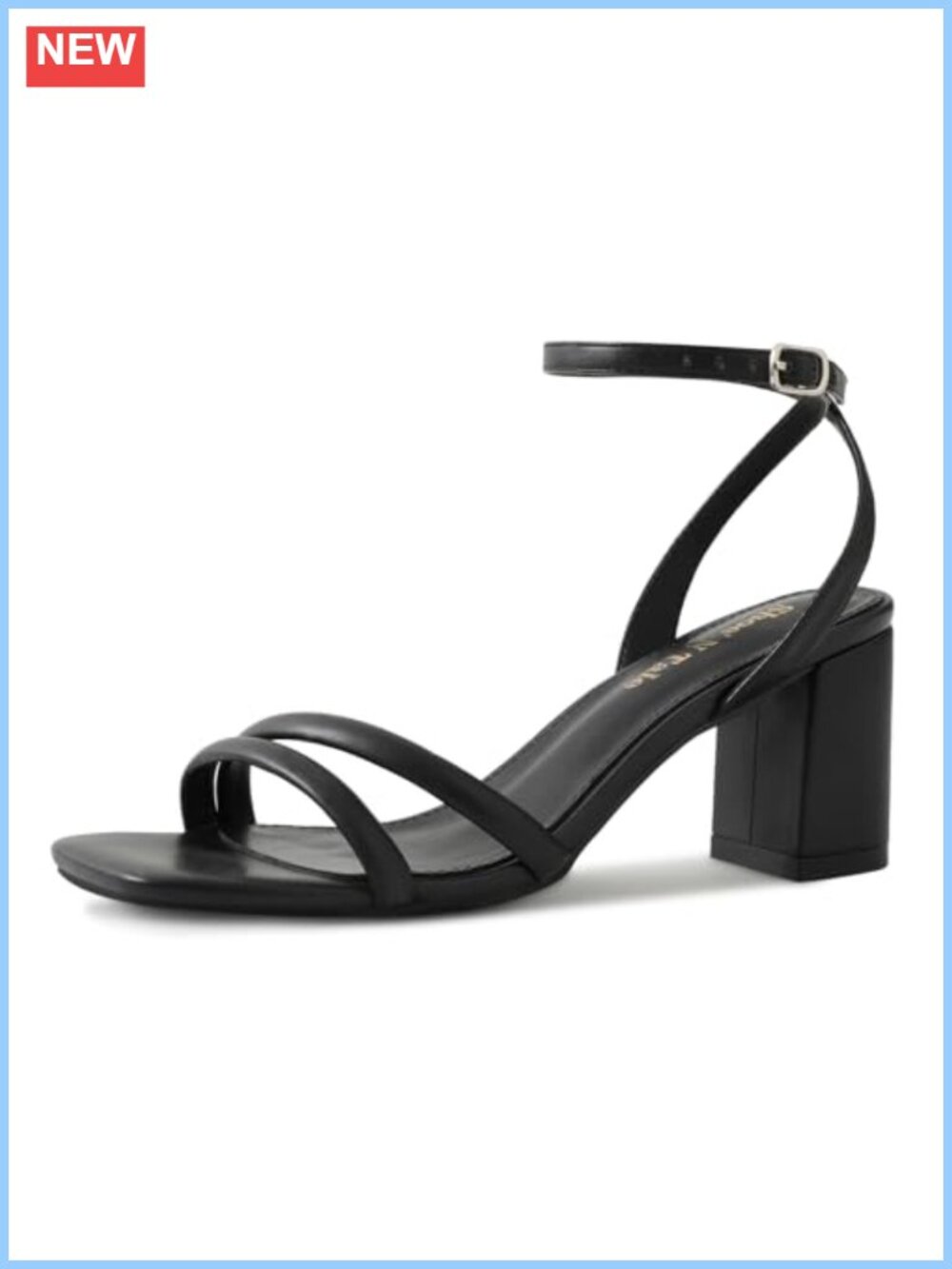 Strappy Square Toe Chunky Heel Sandals Ankle Buckle Heels for Women
